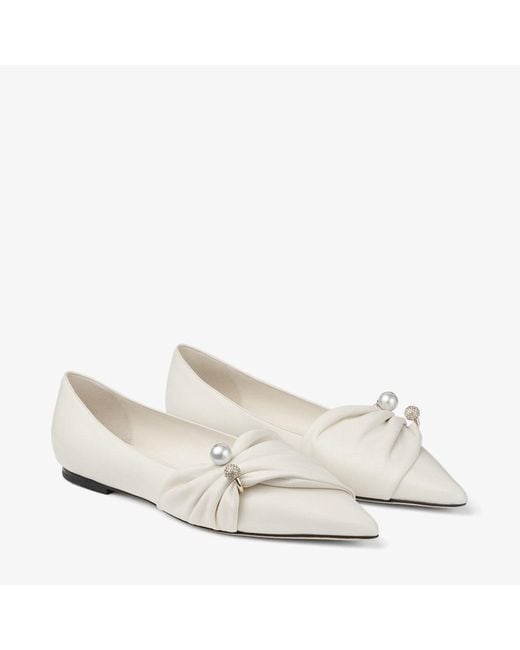 Jimmy Choo White Raffi Ballet Flats