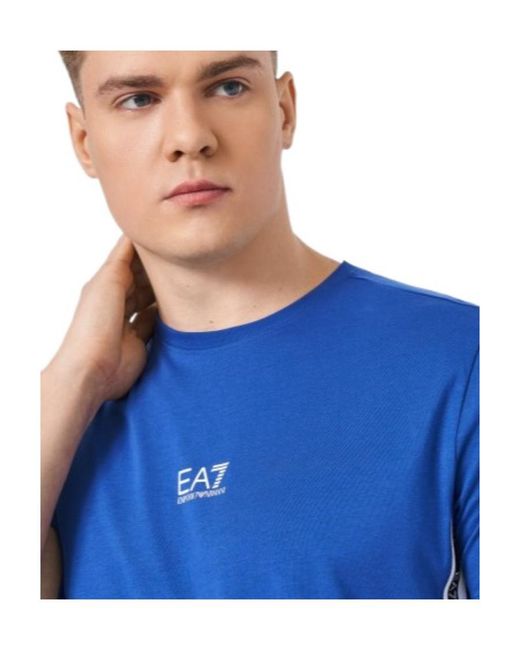Emporio Armani Blue Short-Sleeved T-Shirt With Round Neck And Short Sleeves for men
