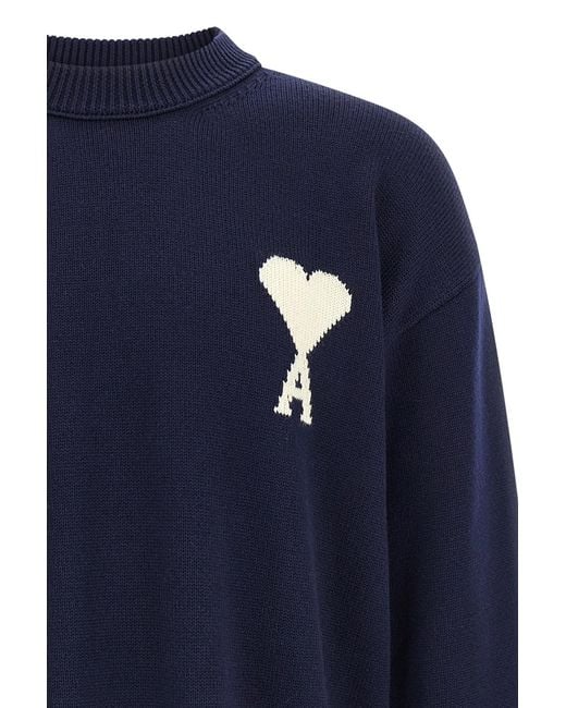 AMI Blue Ami Ami De Coeur Crewneck Jumper for men