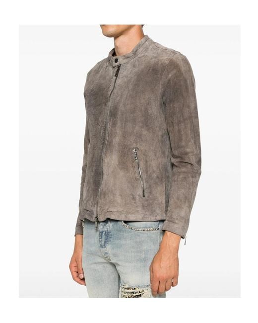 Giorgio Brato Brown Stand-Collar Zip-Up Jacket for men