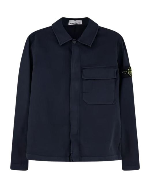 Stone Island Blue Compass Badge Overshirt for men