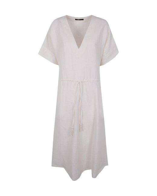 Seventy White V-Neck Tie Dress