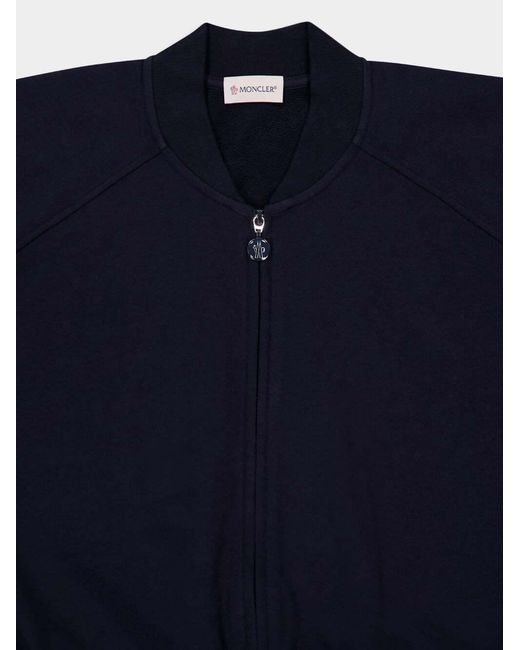 Moncler Blue Zip-Up Cropped Bomber Jacket