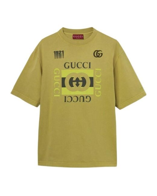 Gucci Green Printed Cotton Jersey T-Shirt for men