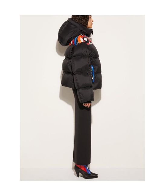 Emilio Pucci Black Pucci Onde-Panelled Zipped Hooded Puffer Jacket