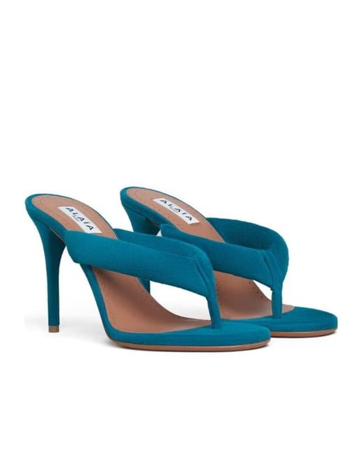 Alaïa Blue Round-Toe High-Heeled Sandals