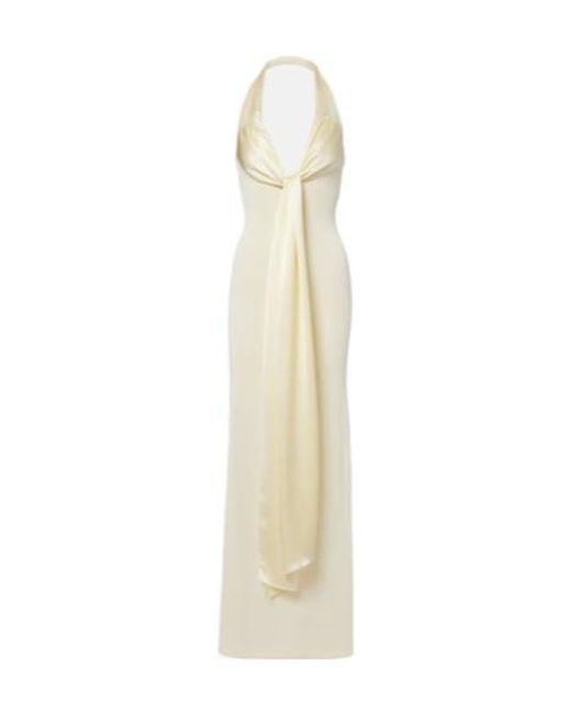 AYA MUSE White Nayra Cotton And Silk Blend Maxi Dress