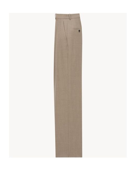 Saint Laurent Natural Wide-Leg Tailored Pants