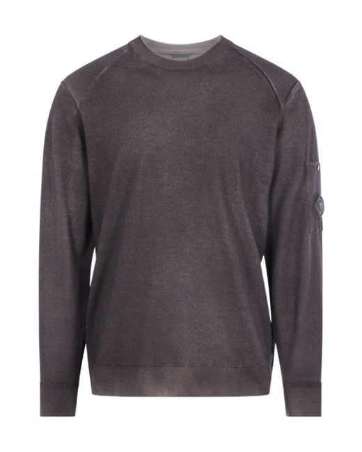 C P Company Gray Lens Detailed Crewneck Jumper for men
