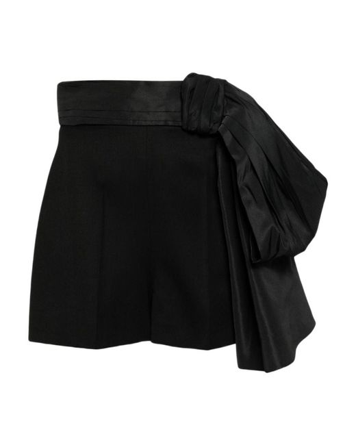 McQueen Black Bow-Detailed High-Waist Shorts