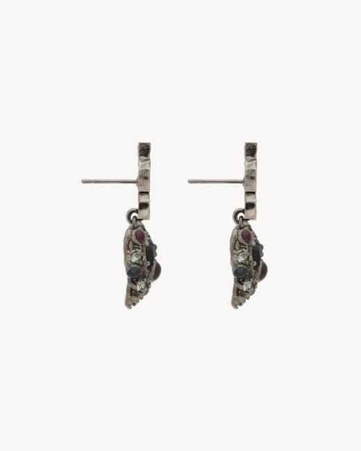 Saint Laurent Metallic Cassandre Heart-Shaped Earrings