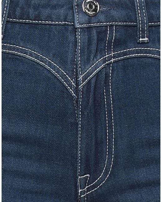 Burberry Blue Solid Color Straight Leg Pants