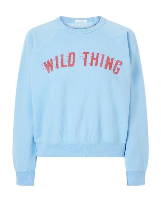 Mother Blue Printed Cotton-Jersey Sweatshirt