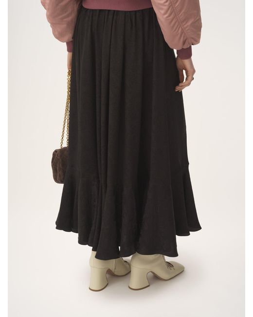 Chloé Black Chloé Rose Jacquard Gathered Midi Skirt