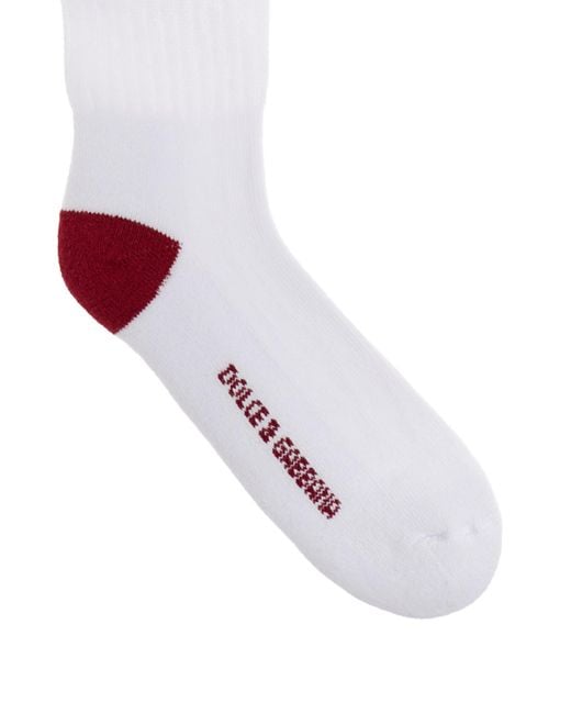 Dolce & Gabbana White 84 Long Logo Socks for men