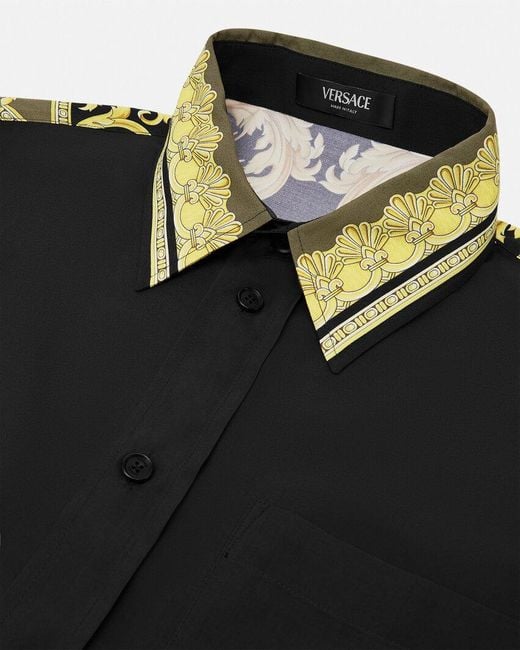 Versace Black Barocco-Printed Button-Up Shirt for men