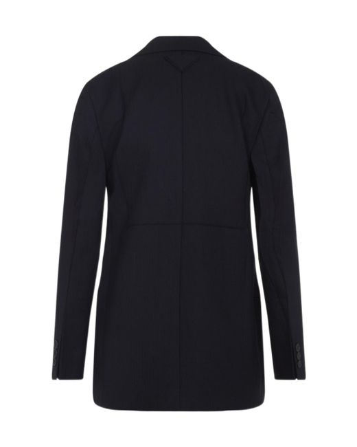 Prada Blue Single-Breasted Chevron Jacket