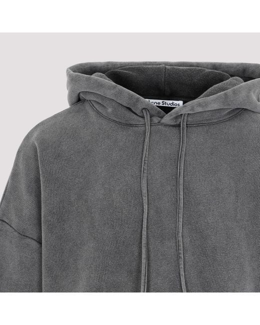 Acne Gray Logo Patch Drawstring Hoodie for men