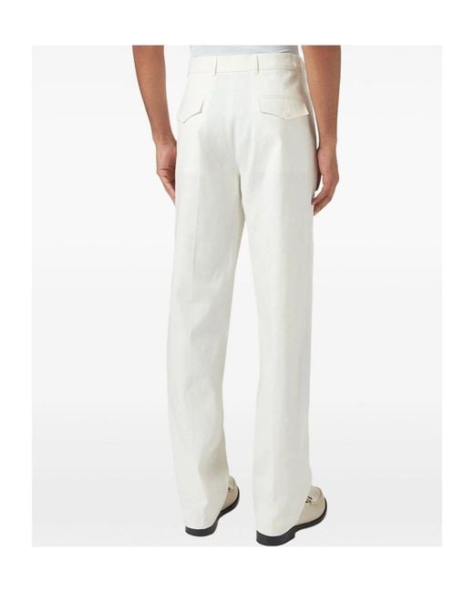 Casablanca White Pleated Pocketed Tailored Trousers for men