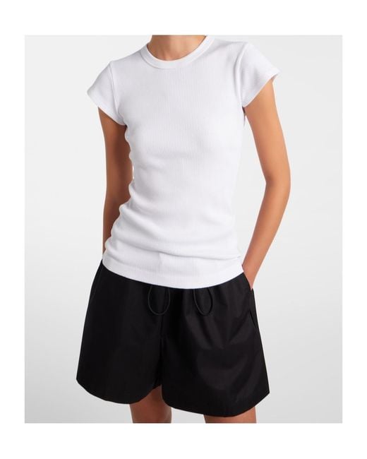 Agolde White Edison Ribbed-Knit T-Shirt