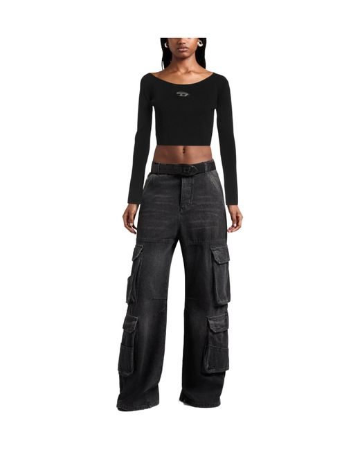 DIESEL Black Solid-Colored Knitwear