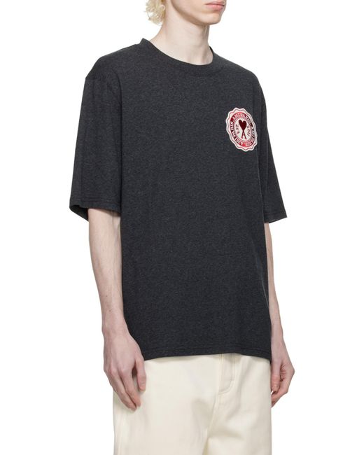 AMI Black Logo-Patch Oversized T-Shirt for men
