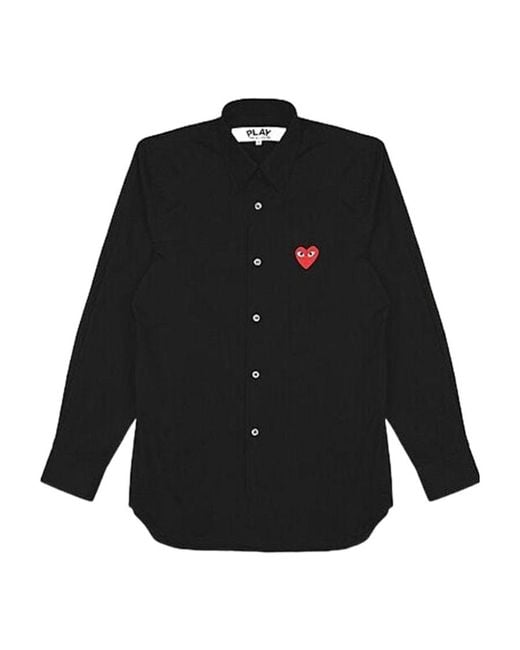 COMME DES GARÇONS PLAY Black Heart-Patch Cotton Shirt for men