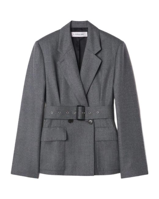 Lanvin Gray Belted Tailored Blazer