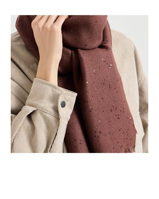 Brunello Cucinelli Red Frayed Scarf