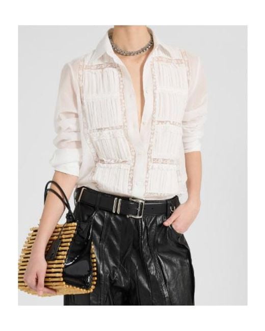 Ermanno Scervino White Lace Detailed Button-Up Shirt