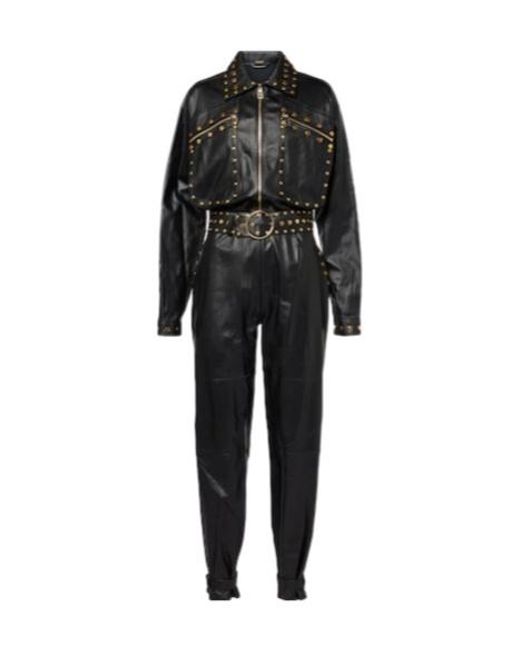 Dodo Bar Or Black Studded Leather Jumpsuit