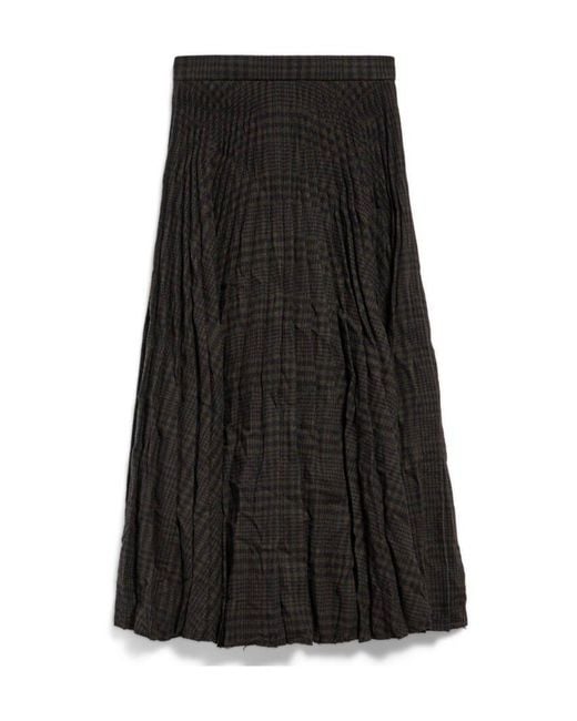 Balenciaga Black Pleated Midi Skirt