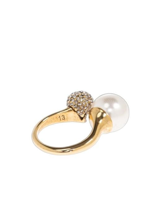McQueen White Skull Embellished Ring