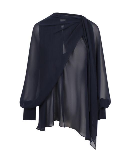 Gianluca Capannolo Blue Draped Blouse