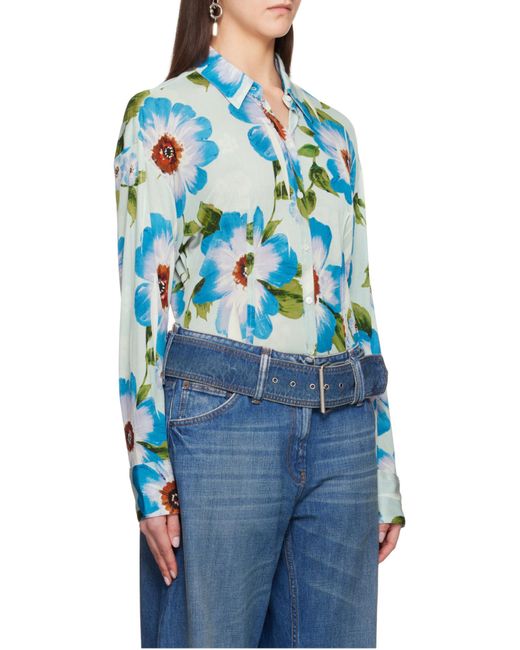 Acne Blue Floral-Print Shirt