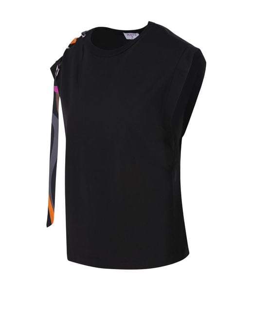 Emilio Pucci Black Iride-Print Cotton Top