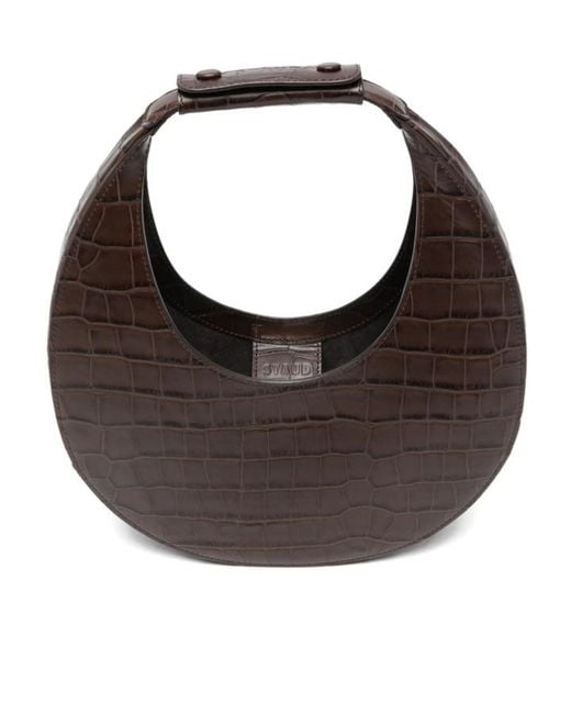 Staud Brown Moon Embossed Tote Bag