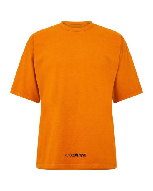 C P Company Orange Logo Crew Neck T-Shirt for men