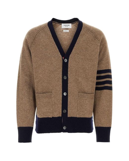 Thom Browne Brown 4-Bar Buttoned Cardigan for men