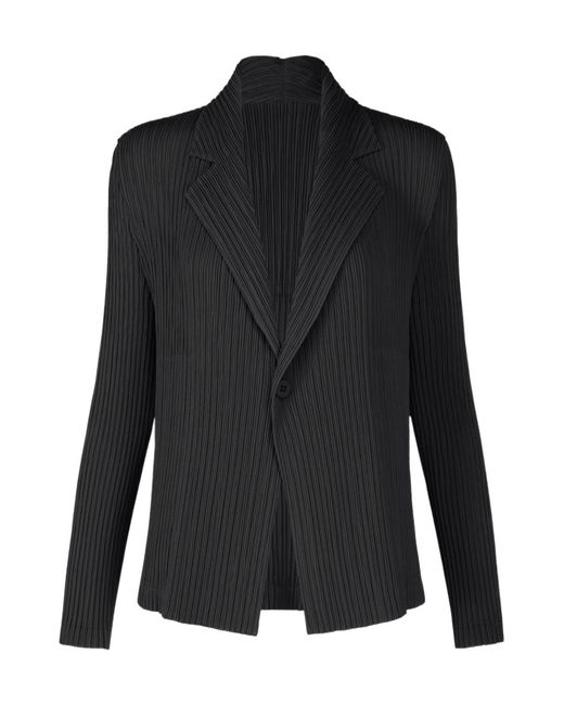 Issey Miyake Black Single Breasted Pleated Jacket