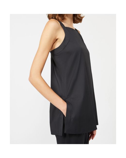 Max Mara Black Flowing Stretch Poplin Top