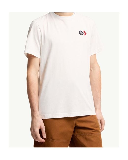 Moncler White Logo Patch Crewneck T-Shirt for men