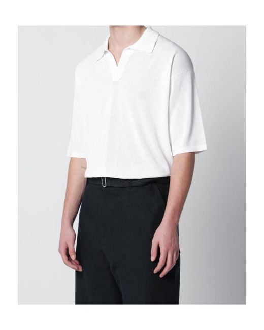 Roberto Collina White Cotton Knit Polo Shirt for men