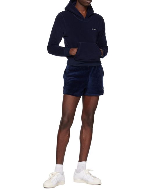Sporty & Rich Blue Logo Embroidered Jersey Fleece Sweatshirt