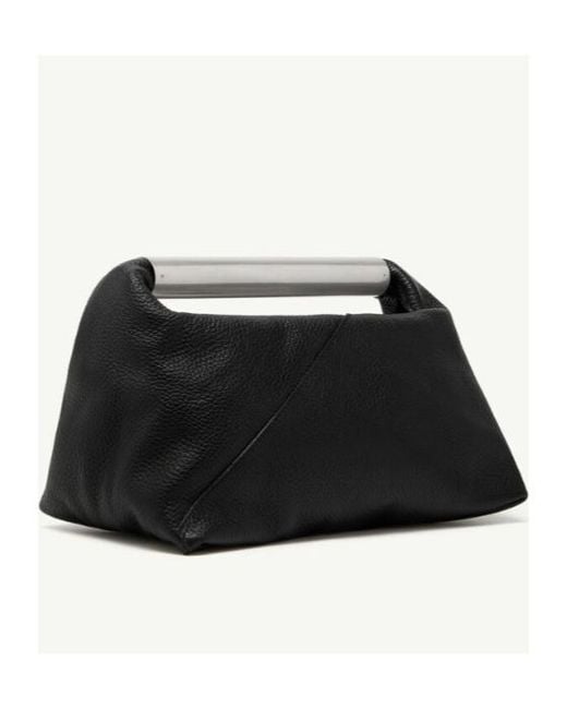 MM6 by Maison Margiela Black Japanese Metal-Handle Clutch Bag