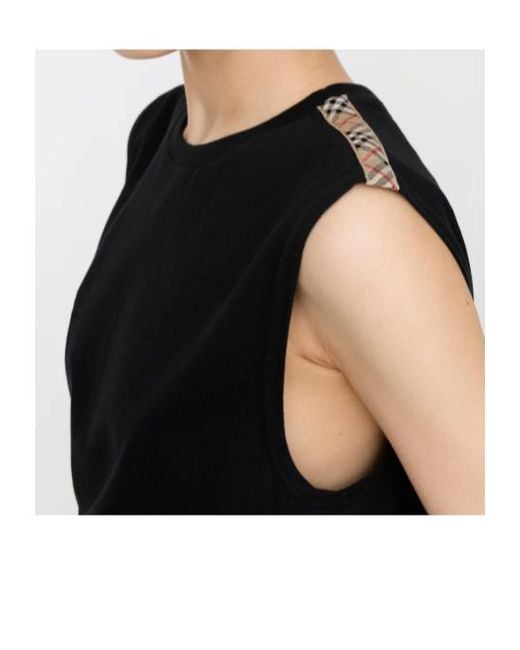 Burberry Black Check Trim Sleeveless Jersey Dress