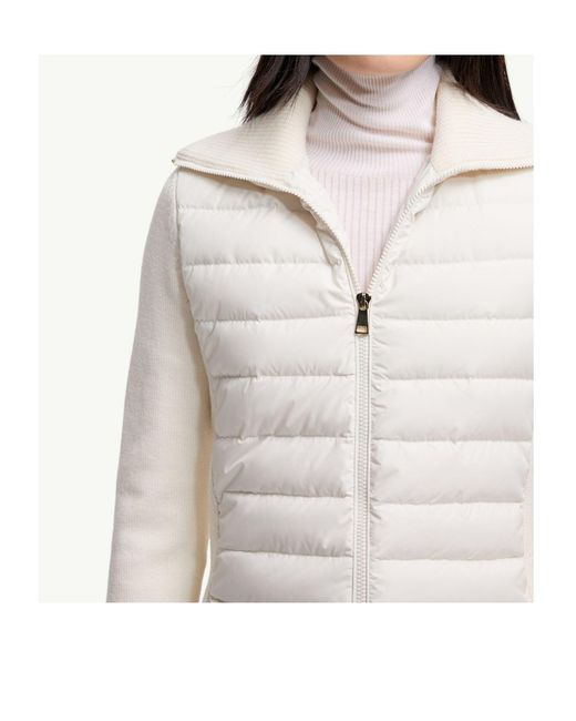 Moncler White Padded Zip-Up Wool Cardigan