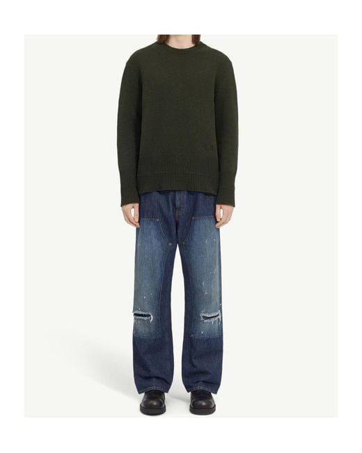 MM6 by Maison Margiela Green Wool Crew-Neck Sweater for men