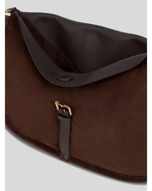 Etro Brown Pony Logo Engraved Large Shoulder Bag