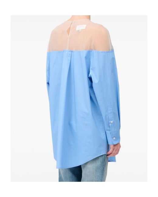 MM6 by Maison Margiela Blue Panelled Long Sleeved Shirt